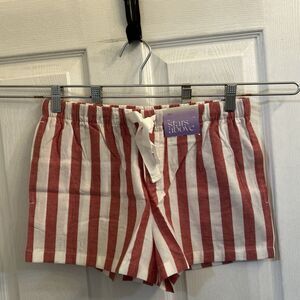 NWT Stars Above Women's Linen Blend Striped Pajama Shorts Small Red White
